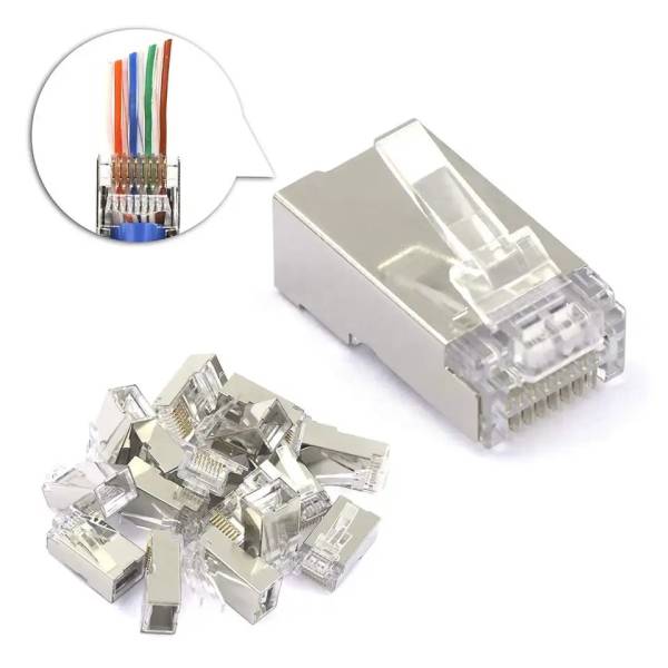 RJ45-CAT5e-STP-pass-through - RJ45 CAT5e STP გამჭოლი კონექტორი